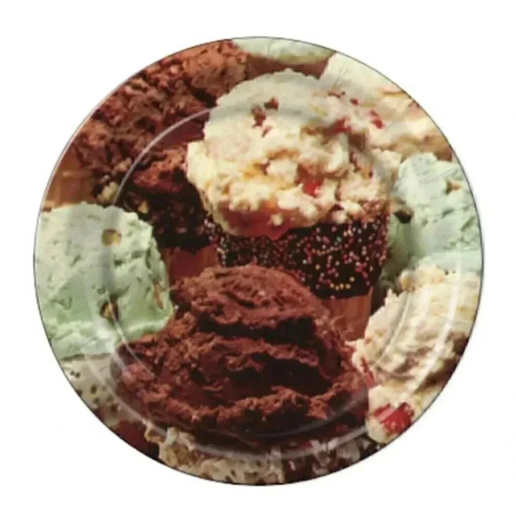 1970s Retro Ice Cream Cones 8 Pack Vintage Round Disposable Party Paper Plate - Picture 1 of 1